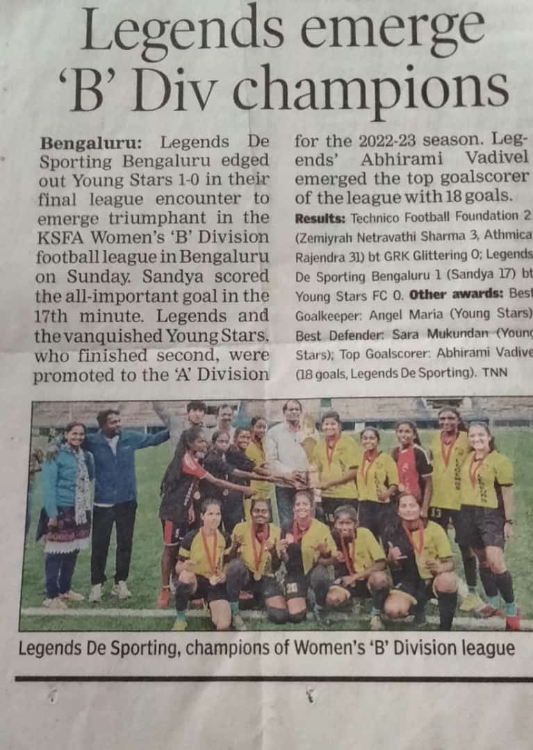 Kannada newspaper clipping: Football hat-trick match report